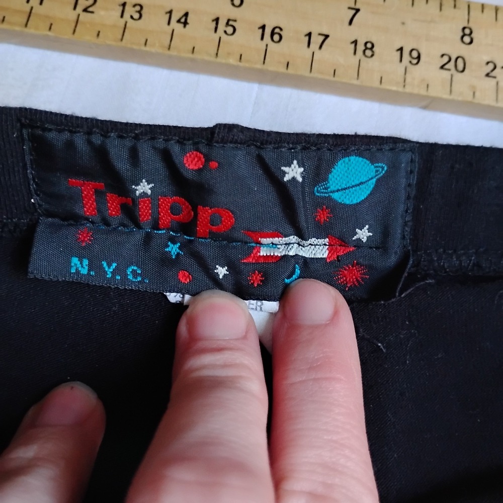 Tripp NYC Pants Small Fringe Beaded Legging Stretch Grunge Goth Vintage USA 90s - Picture 8 of 13